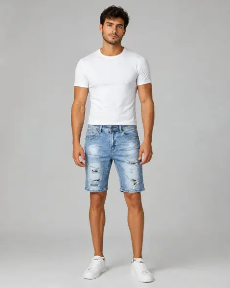 Short Jean Bleu Destroy