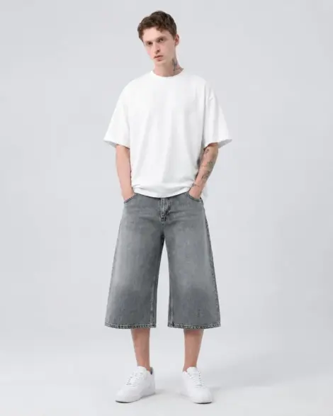 Short Jean Gris Super Baggy