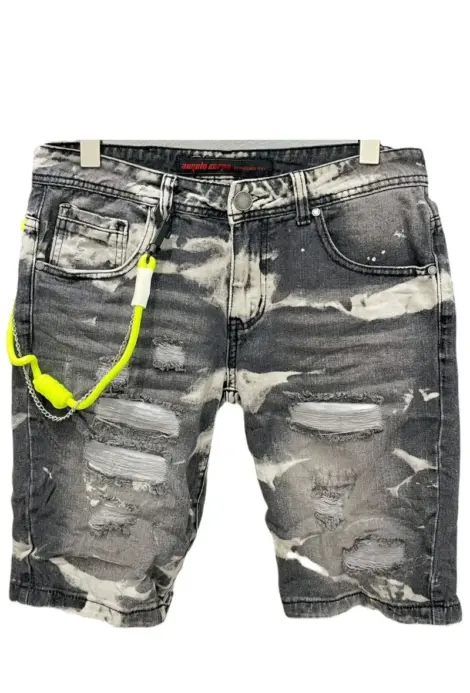 Short jean homme effet délavé usé