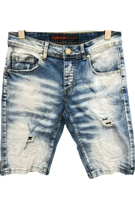 Short jean homme effet délavé usé