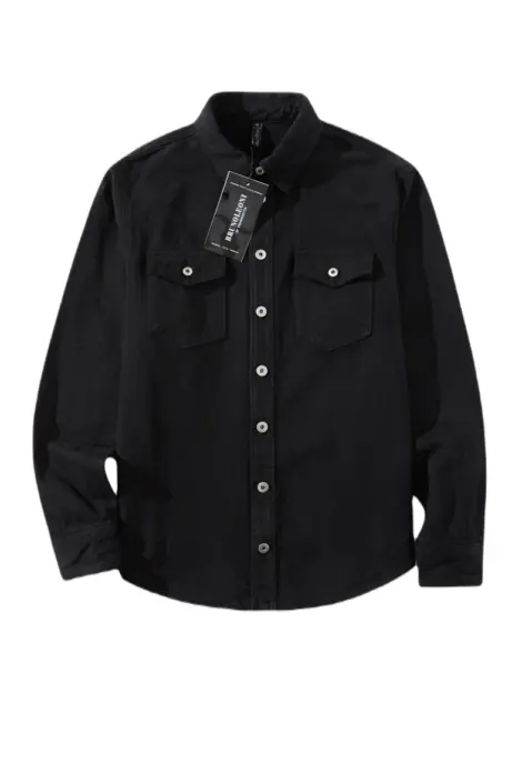 Surchemises uni en coton avec poches poitrine