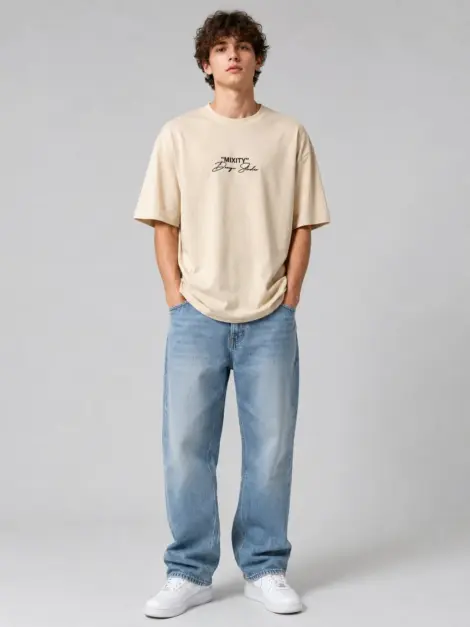 T-shirt Beige Oversize Artistic