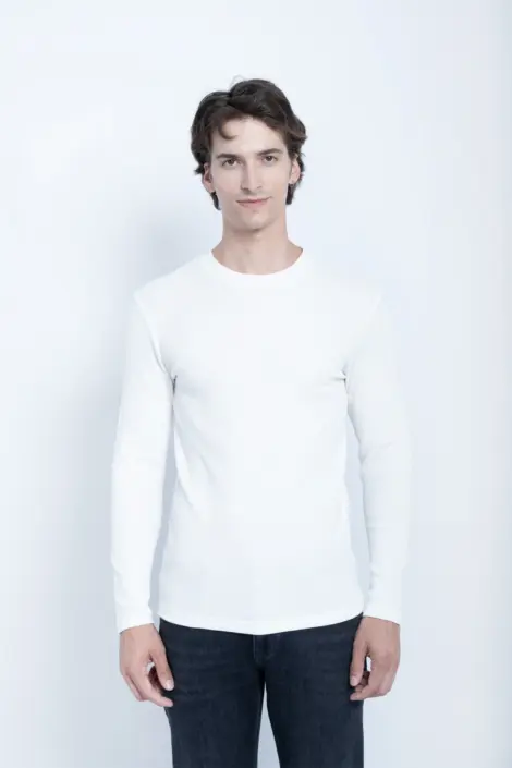 T-shirt Blanc Manches Longues Fit