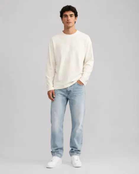 T-shirt Blanc Manches Longues Minimal
