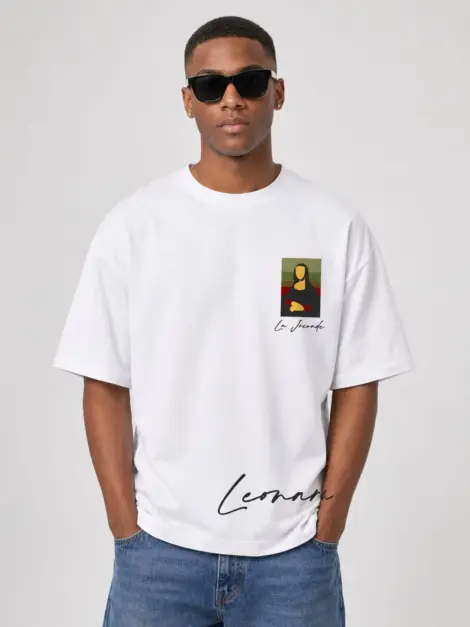 T-shirt Blanc Mona Lisa Graphic