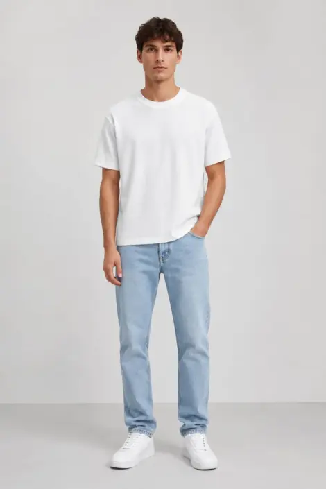 T-shirt Blanc Texturé Minimal