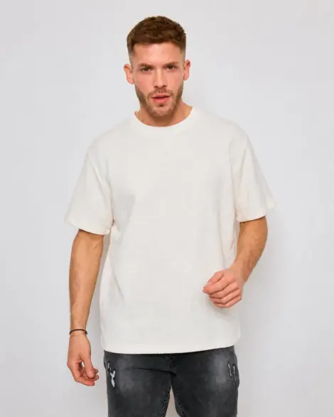 T-shirt Écru Texturé Oversize