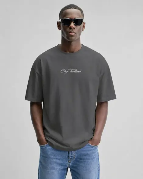 T-shirt Gris Bear Graphic