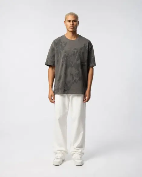 T-shirt Gris Foncé Oversize Washed