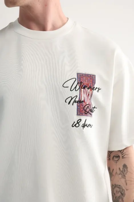 T-shirt Homme Blanc Print Avant & Dos