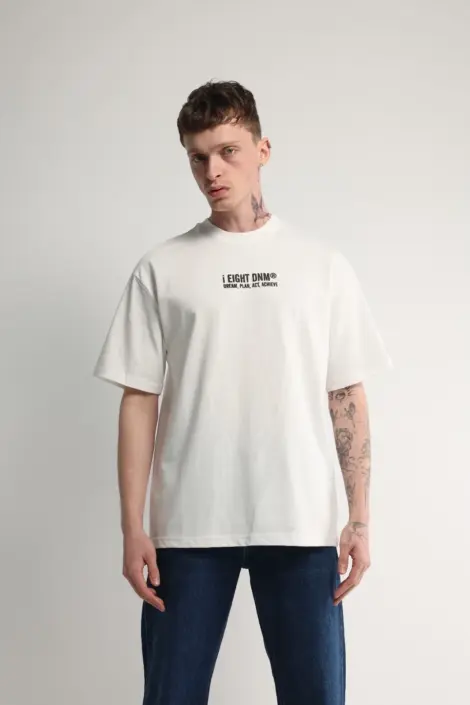 T-shirt Homme Blanc Print Dos Moderne