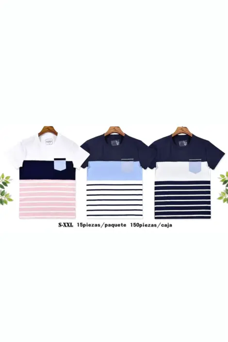 T-shirt homme col rond manches courts esprit marin avec une poche