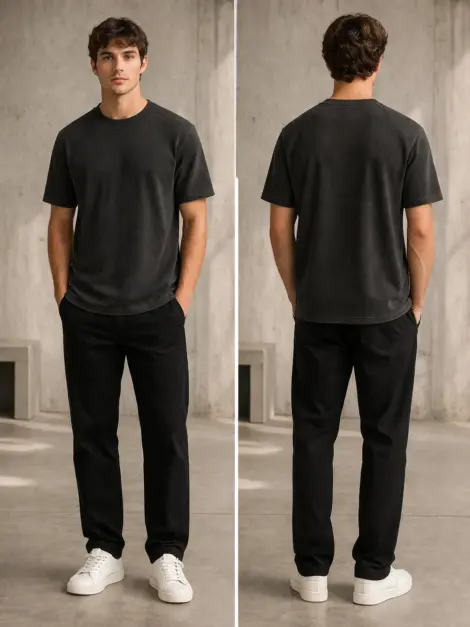 T-shirt Homme Noir Basic Confort