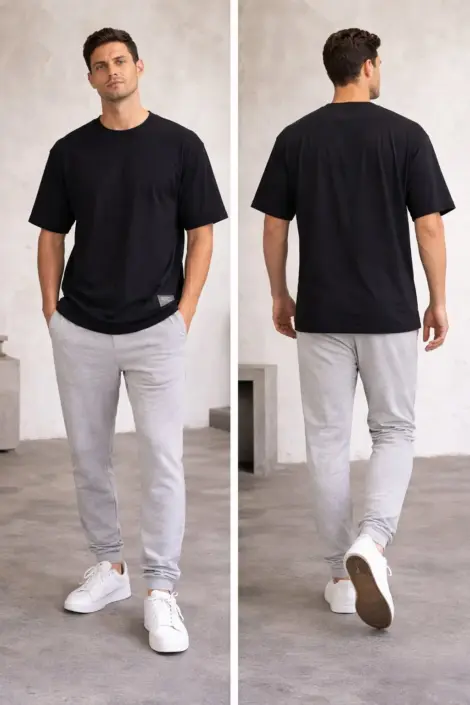 T-shirt Homme Noir Oversize Minimal