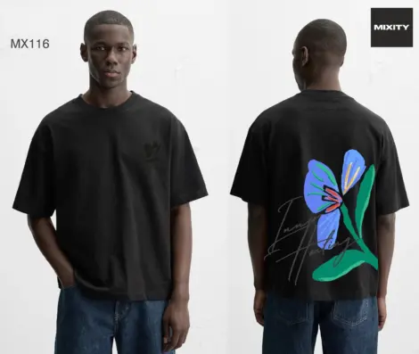 T-shirt Homme Noir Print Floral Dos