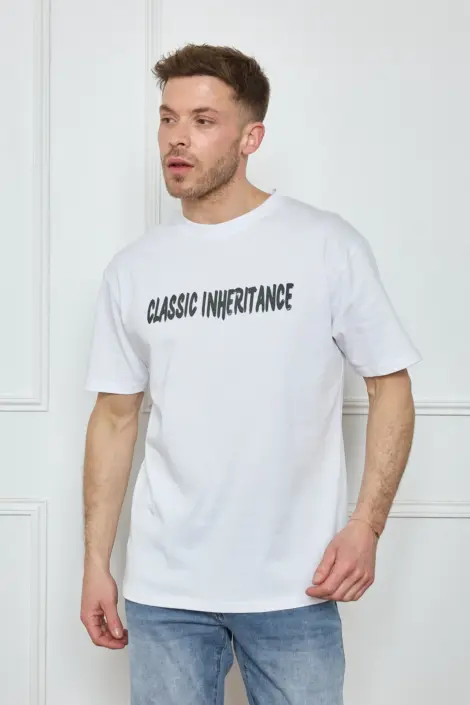 T-shirt homme uni col rond manches courtes motif papillon