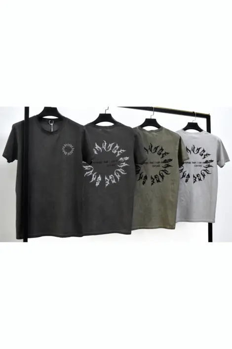 T-shirt homme uni col rond manches courts motif écriture épine