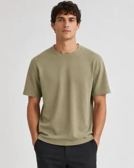 T-shirt Kaki Texturé Relax