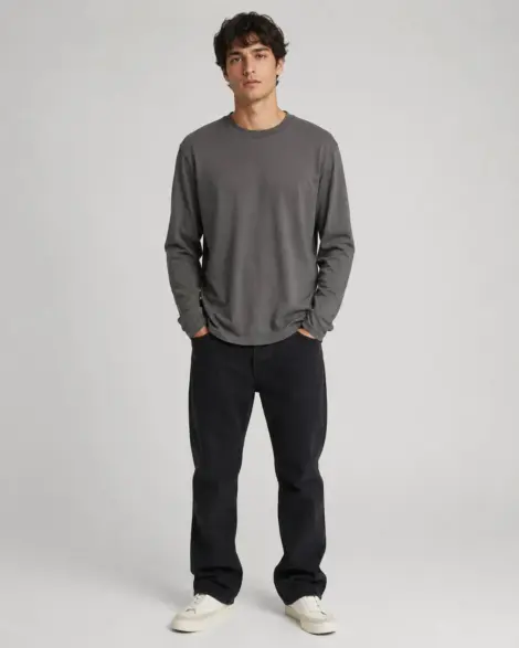 T-shirt Manches Longues Gris Foncé Essential
