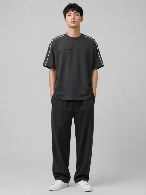 T-shirt Noir Bandes