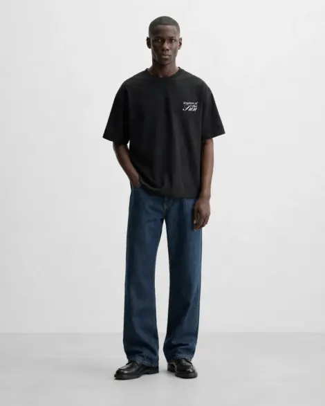 T-shirt Noir Floral Typo