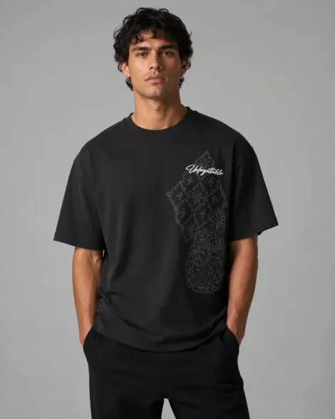 T-shirt Noir Paisley Graphic