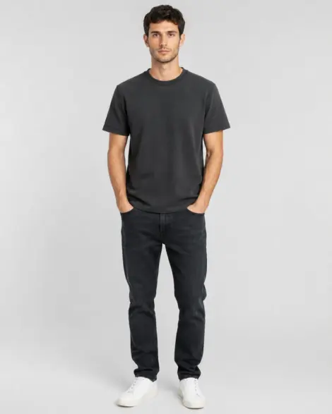 T-shirt Noir Texturé