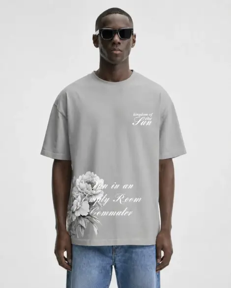T-shirt Oversize Gris Floral Back