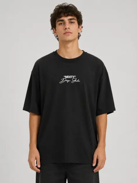 T-shirt Oversize Noir Floral Back