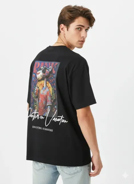 T-shirt oversize uni homme avec imprimé au dos