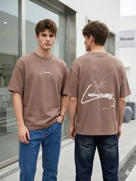 T-shirt Taupe Broderie Graphic