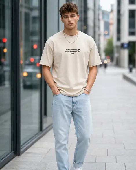 T-shirt Texte Beige