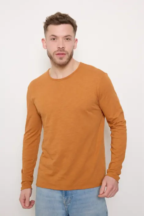 T-shirt uni chiné col rond usé