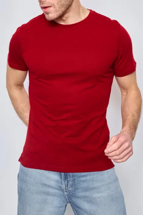 T-shirt uni col rond manches courtes