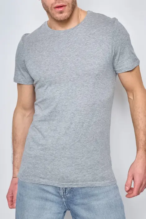 T-shirt uni col rond manches courtes