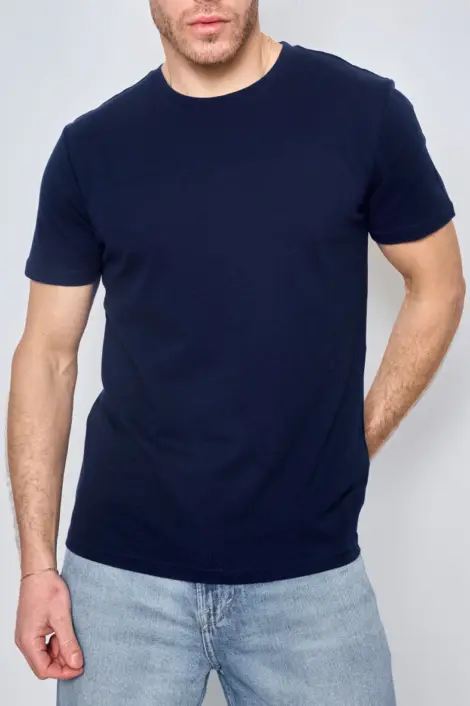 T-shirt uni col rond manches courtes