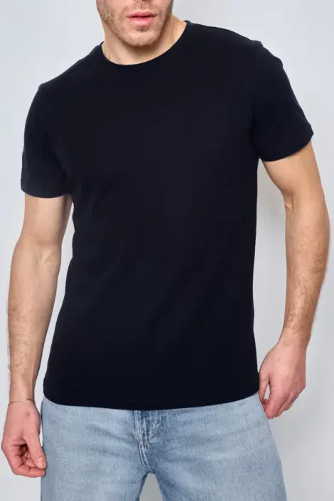 T-shirt uni col rond manches courtes