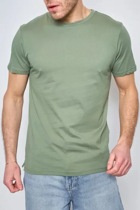 T-shirt uni col rond manches courtes