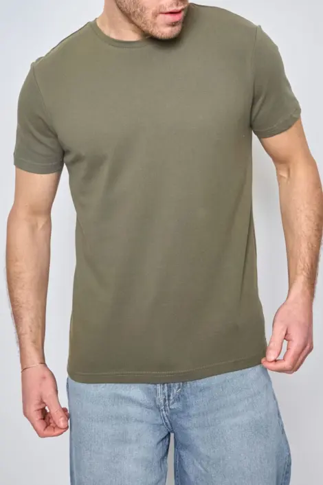 T-shirt uni col rond manches courtes