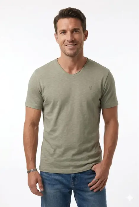 T-shirt uni homme avec un petit logo au devant