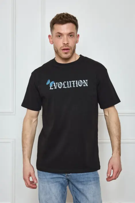 T-shirt uni homme col rond manches courtes motif PARPILLON EVOLUTION