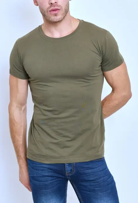 T-SHIRT UNI MANCHES COURT COL ROND