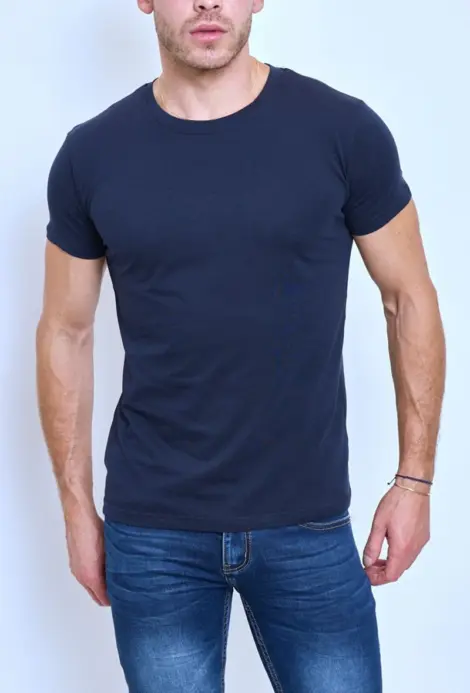 T-SHIRT UNI MANCHES COURT COL ROND