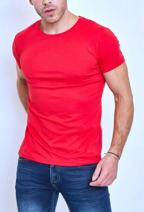 T-SHIRT UNI MANCHES COURT COL ROND