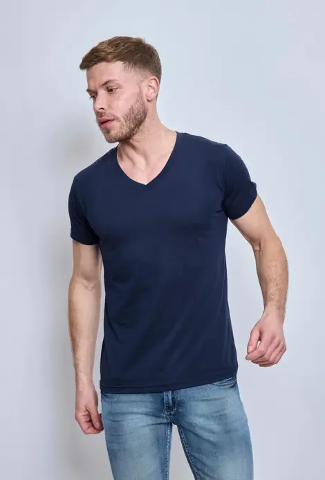 T-SHIRT UNI MANCHES COURT COL V