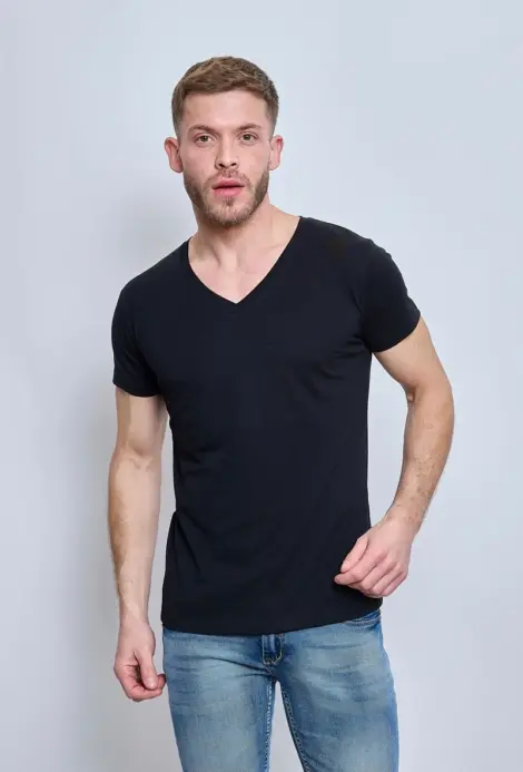 T-SHIRT UNI MANCHES COURT COL V