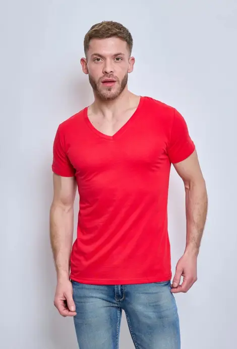 T-SHIRT UNI MANCHES COURT COL V
