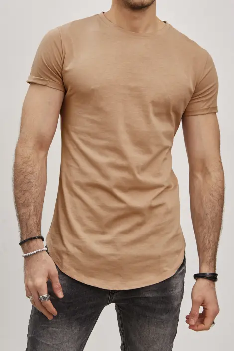 T-shirt uni simple homme col rond manches courtes