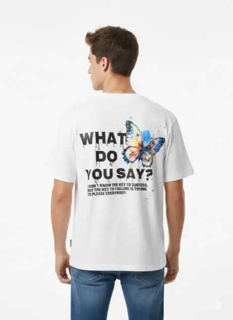 T-shirt unie col rond manches courtes à motif