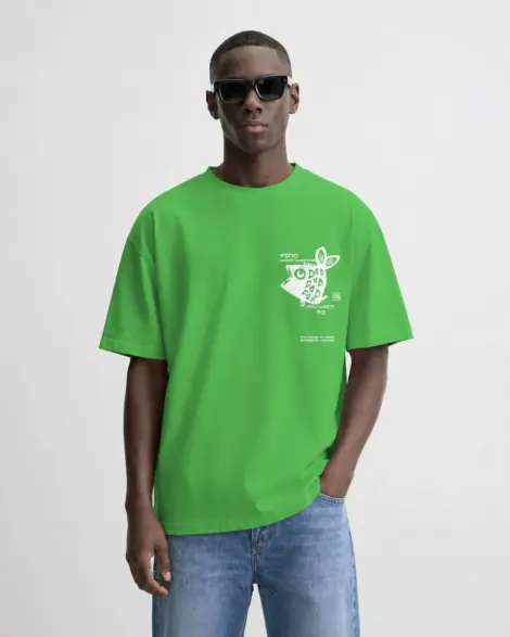 T-shirt Vert Oversize Graphic